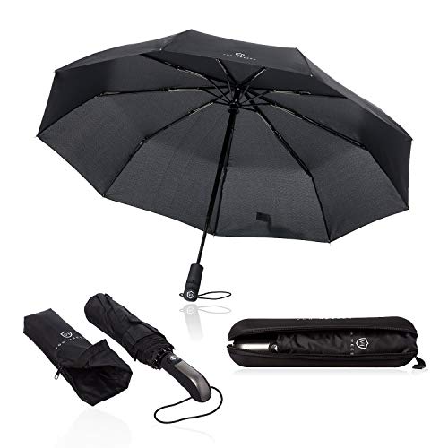 VON HEESEN® Regenschirm sturmfest bis 140 km/h - inkl. Schirm-Tasche & Reise-Etui - Taschenschirm mit Auf-Zu-Automatik, klein, leicht & kompakt,...