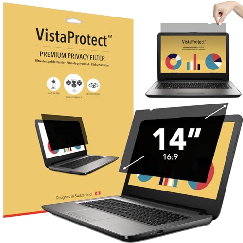 VistaProtect – Premium Blickschutzfilter & Anti-Blaulichtfilter, Privacy Filter Anti Blue Light Blickschutzfolie für Laptops & Notebooks (14″...